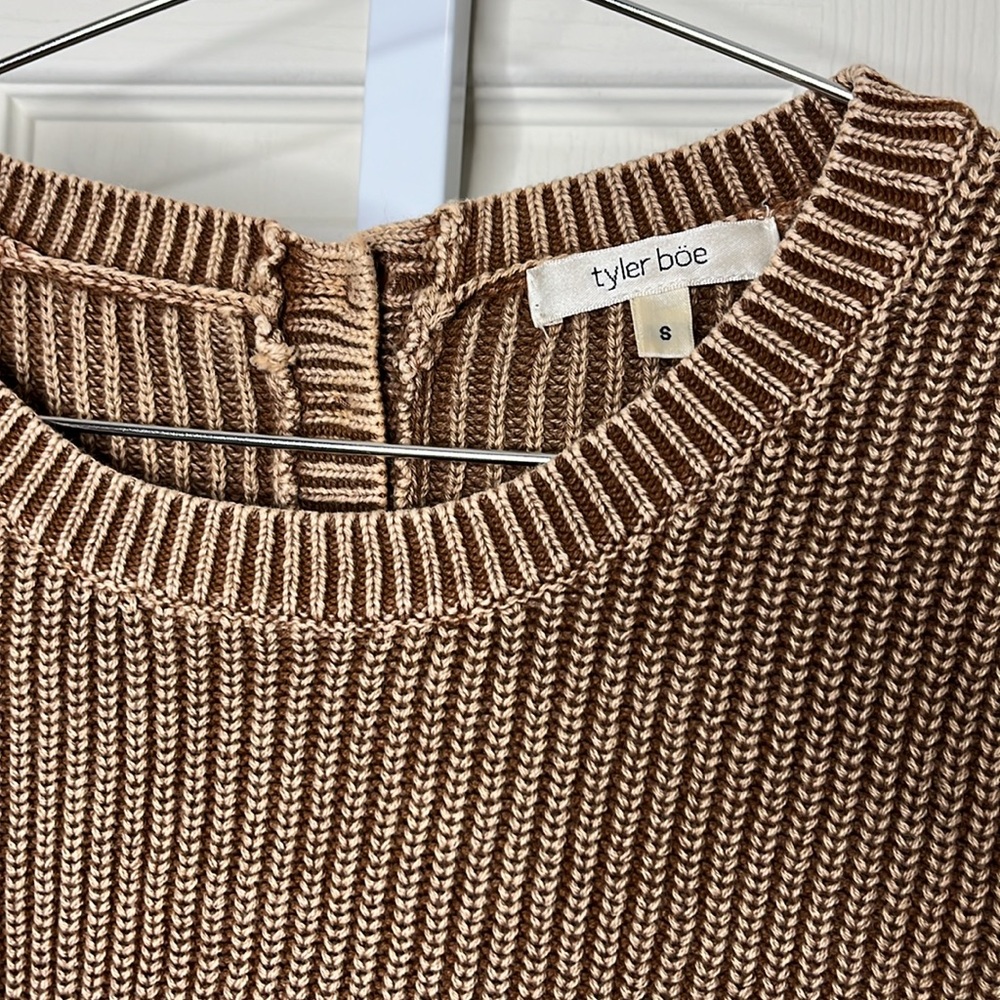 Tyler Boe Cotton Mineral Wash Crew Neck Sweater Size S Tan Brown - Picture 4 of 13